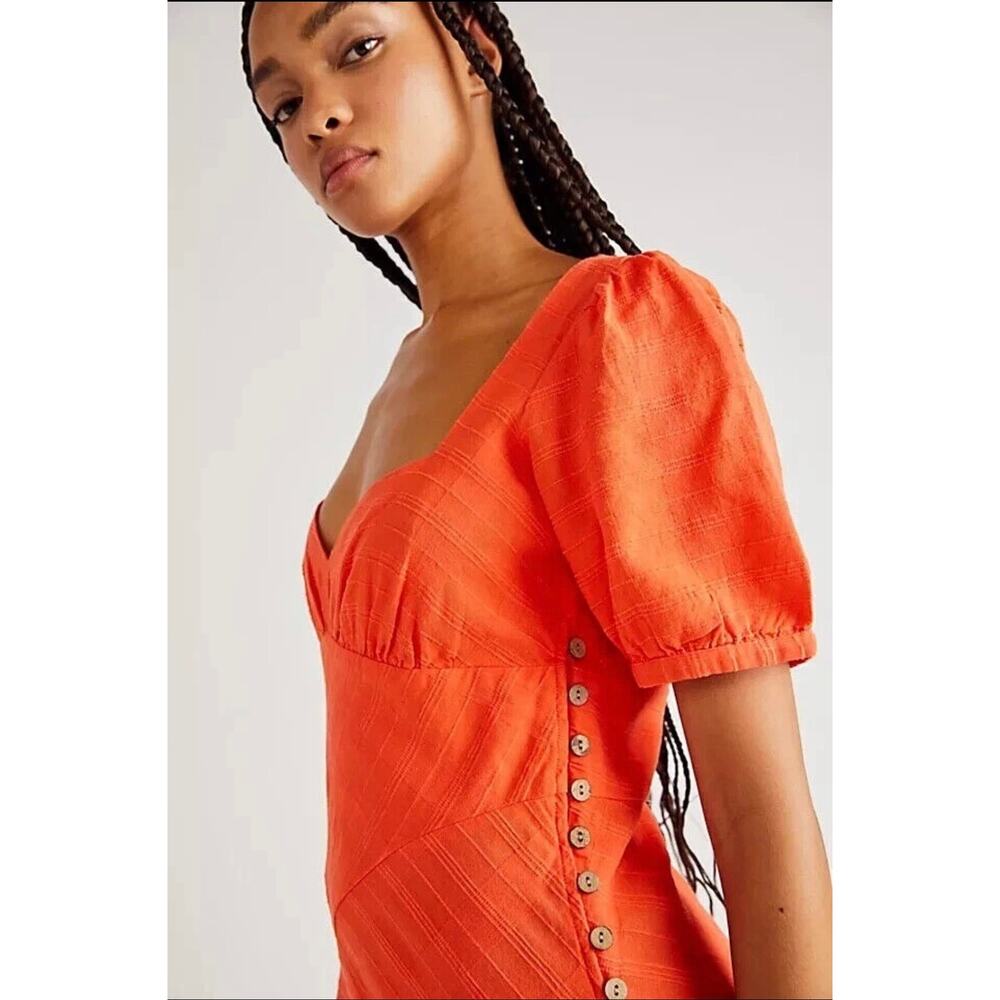 Free People Free-est NWOT Catch The Light Sweetheart Textured Woven Cotton Dress - Picture 2 of 11